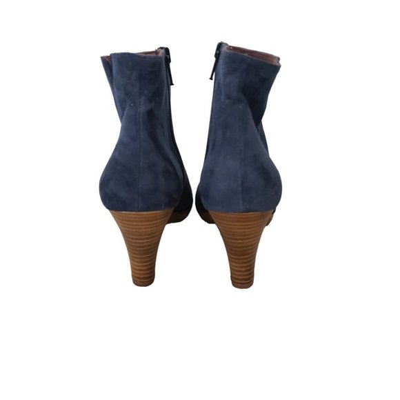 Manfield dark blue nubuck leather heeled ankle boots - Picture 7 of 12